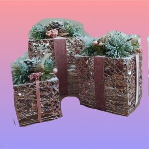 CUPCAKES AND CASHMERE Pink Pinkmas Bow Coquette Glitter Gift Present Decor 3 pc